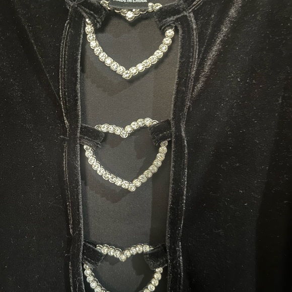 SHEIN RHINESTONE HEART CUT OUT VELVET CAMI DRESS - Picture 12 of 16